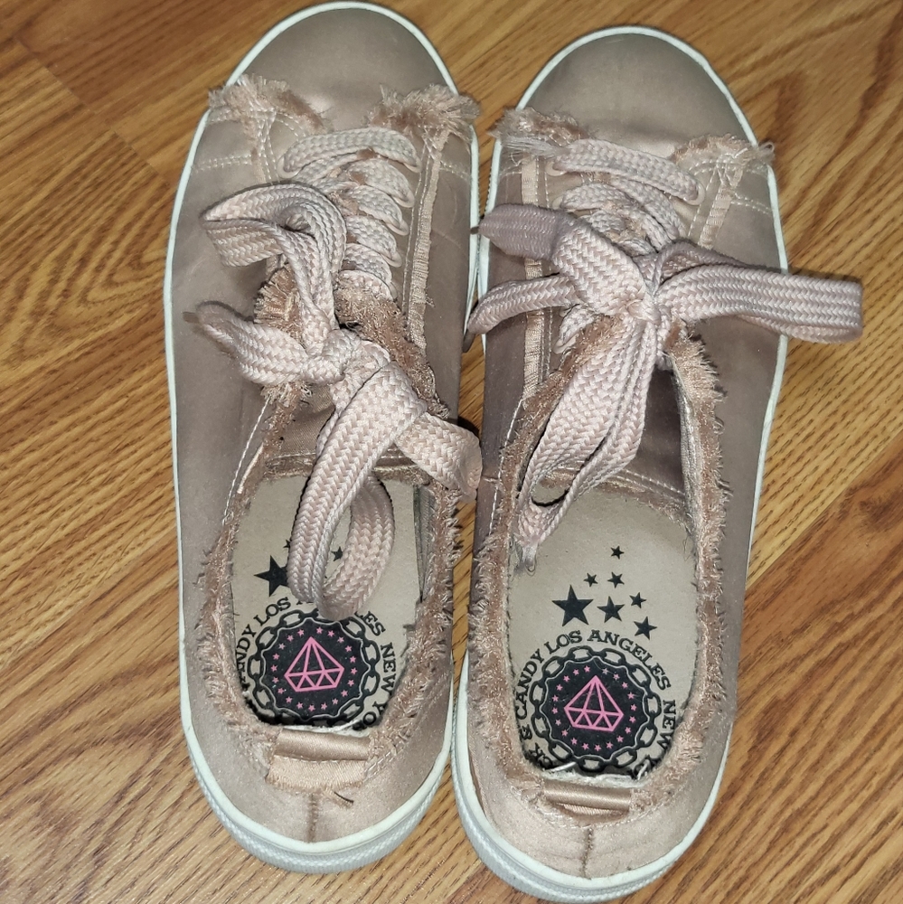 Pink satin sneakers